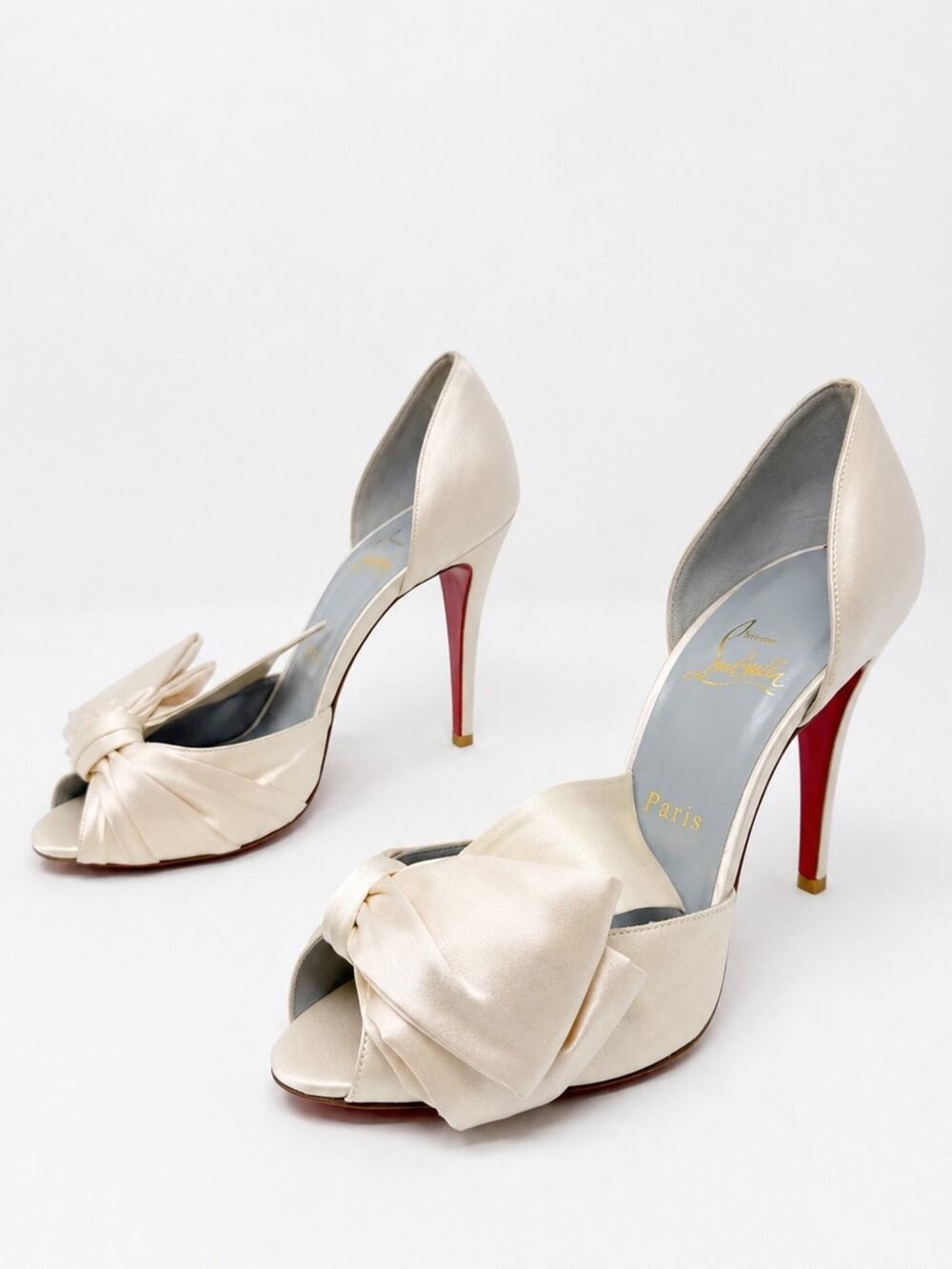 Christian Louboutin Bow T Dorcet Satin D’Orsay Heels Womens Size EU 39.5